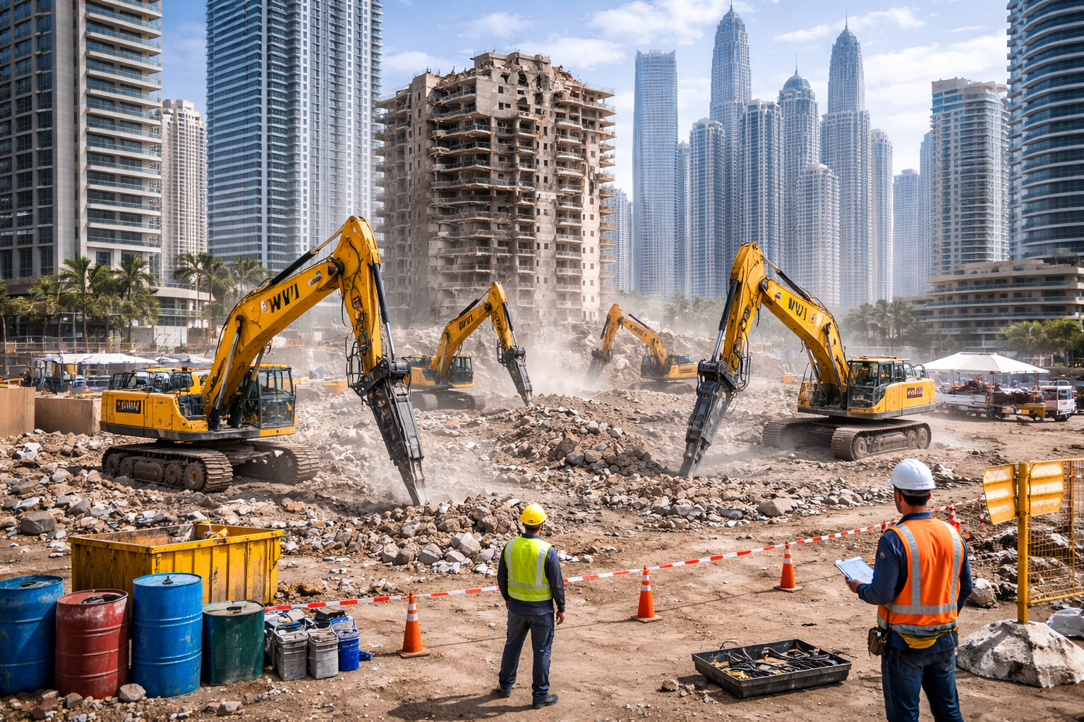 WVI Hydraulic Breakers in Dubai High-Rise Demolition